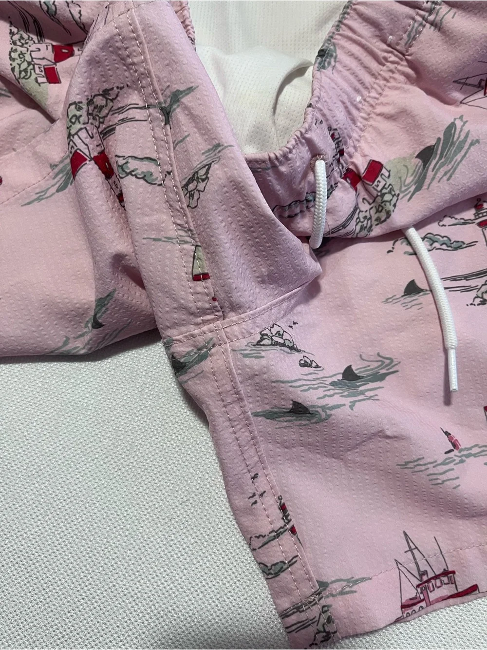 Hollister Pink Nautical Lighthouse Print Swim Trunks Size Medium